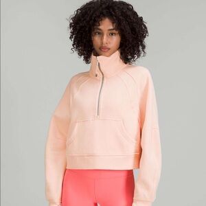 RARE Lululemon Scuba Oversized Funnel-Neck Half Zip Peach Satin M/L